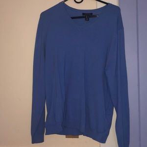 Lands End V neck Sweater- Blue NEW WITH TAGS